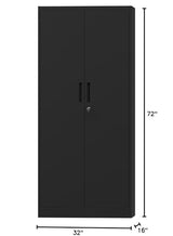 Maemttes 72" Metal Storage Cabinet with Doors and Shelves, Tall Garage Cabinets Lockable File Cabinet, Heavy-Duty Locker Cabinet Tool Cabinets for Garage, Office, Home, Kitchen (Black) Maemttes