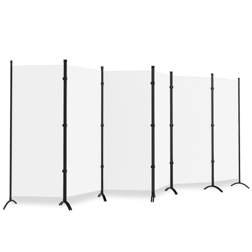 Room Divider, 6 Panel Room Dividers and Folding Privacy Screens, 6FT Partition Room Office Wall Divider for Separation 200" W Fabric, Portable Freestanding Room Divider Wall (White) gaildon