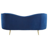 LOKLINGHK Upholstered Blue Loveseat with Vertical Tufting LOKLINGHK