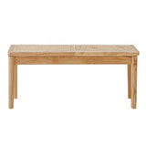 Jimenuco 40" Wooden Dining Bench with Hand Woven Rattan Seat,Solid Wood Bench for Entryway,Living Room,Kitchen and Bedroom（Nature Wood，18" H Jimenuco
