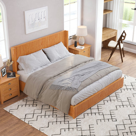 Solid Wood Platform Bed Frame with Headboard, King Size HouseOfZazla