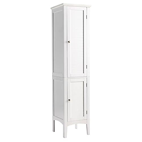 Tangkula 5-Tier Slim Bathroom Storage Cabinet in White - Elegant Freestanding Tower Design Tangkula