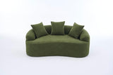 65'' Modern Curved Cloud Loveseat Sectional Sofa for Small Spaces, Luxury Plush Chenille Deep Seat Couch with 3 Pillows, No Assembly Needed Apartment Living Room Furniture, Green TTK