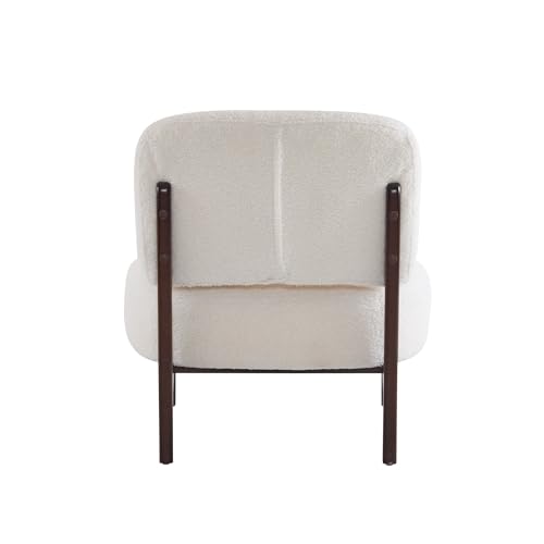 25.5 Inch Modern Boucle Lounge Chair with Solid Wood Frame, Soft and Durable Boucle Upholstery, Accent Chair,Upholstered Armchair ,Perfect for Living Room, Bedroom, or Office (1, Beige, 25.5") TEVUTEVU