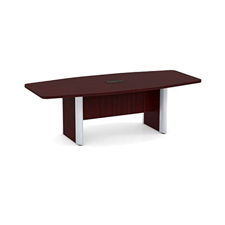 Thaweesuk Shop New 8 FT Mahogany Modern Boat Shaped Conference Table Room Hide Wires Inside Elliptical Metal Legs Desk Grommets Racetrack Black 2 Power Data Modules Meeting Furniture Business Wood Generic