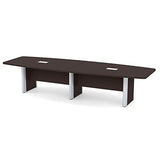 Thaweesuk Shop New 12 FT Espresso Luxurious Modern Boat Shaped Conference Table Room Hide Wires Inside Elliptical Metal Legs Desk Grommets Racetrack Meeting Power Modules Black Business Furniture Wood Generic