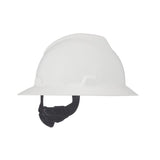 MSA 475369 V-Gard Full-Brim Hard Hat With Fas-Trac III Ratchet Suspension | Polyethylene Shell, Superior Impact Protection, Self Adjusting Crown-Straps - Standard Size in White MSA