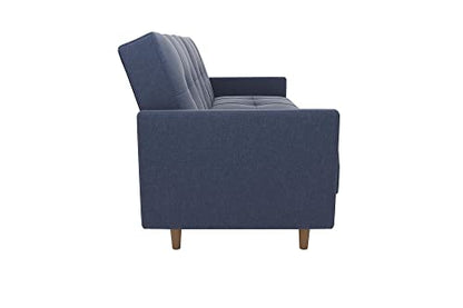 DHP Andora 76 Inch Futon Sofa Bed, Modern Upholstered Couch Sleeper with Button Tufted Back and Seat, Navy