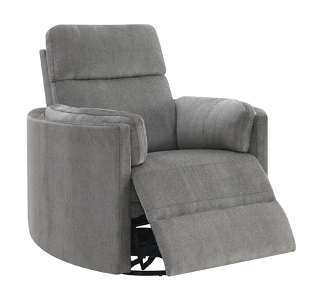 Sagen Charcoal Chenille Glider Recliner with Swivel HouseOfZazla