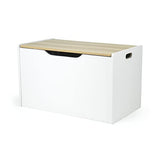 Humble Crew Expedition Hinged Toy Storage Chest with Lid, White & Natural Wood Humble Crew