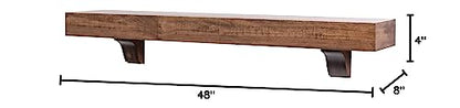 MANTELSDIRECT Mantels Direct Bedford 48 Inch Provincial Finish Floating Mantel Shelf - Modern Poplar Wood Shelf for Fireplaces, Hearths, Décor and More | Mantels Direct