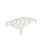 KZZLOL White Twin Size Bed Frames 12 Inch, Metal Platform Twin Bed Frame No Box Spring Needed, Heavy Duty Steel Support 3500 LBS, DIY Headboard, Round Legs, Noiseless, Storage Space, Easy Assembly KZZLOL