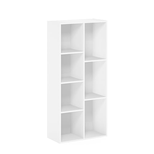 Furinno Luder Bookcase / Book / Storage , 7-Cube, White - WoodArtSupply