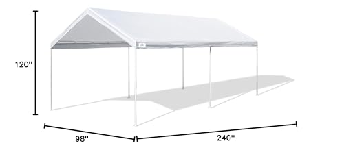 Caravan Canopy D2C20011 Domain Shelters Pro 200 10' x 20' Carport, Upgraded Version, White Caravan Canopy