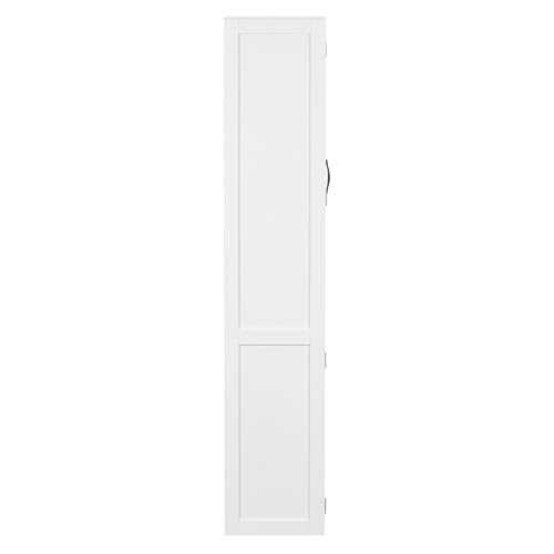 Merax Full Size Murphy Bed Wall Bed with Shelves, Drawers and LED Lights,White Merax