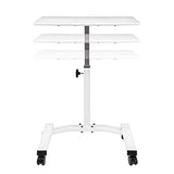 Seville Classics Airlift Mobile Height Adjustable Laptop Stand Computer Workstation for Sitting Classroom Home Office Medical Table w/Wheels, Flat Desk 24", White Seville Classics