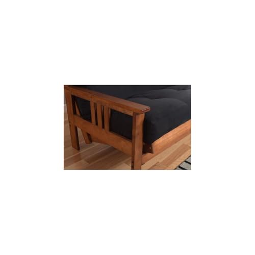 HomeStock Asian Allure Fusion Futon Wood Frame Classic Style with Mission Style Arms with Solid Pattern with Foldable Feature for Lounge Room with Tight Back Full Frame Without Drawers/Barbados HomeStock