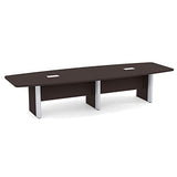 Thaweesuk Shop New 12 FT Espresso Luxurious Modern Boat Shaped Conference Table Room Hide Wires Inside Elliptical Metal Legs Desk Grommets Racetrack Meeting Power Modules Black Business Furniture Wood Generic