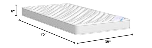 HomeLife 6 Inch Twin Mattress - Medium Firm Innerspring Support with Tight Top - Memory Foam & Polyester Cover – Lightweight - Easy Setup - Twin Mattress in a Box - White