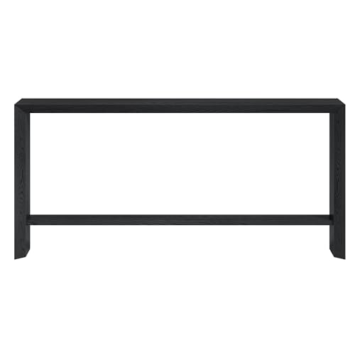 Henn&Hart 64" Wooden Rectangular Console Table Entryway Table, Sofa Table with Wooden Storage Shelf for Entryway, Living Room, Couch, Hallway, or Office, Natural Black Henn&Hart