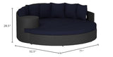 Modway Sojourn Wicker Rattan Outdoor Patio Sunbrella Fabric Daybed in Canvas Navy Modway