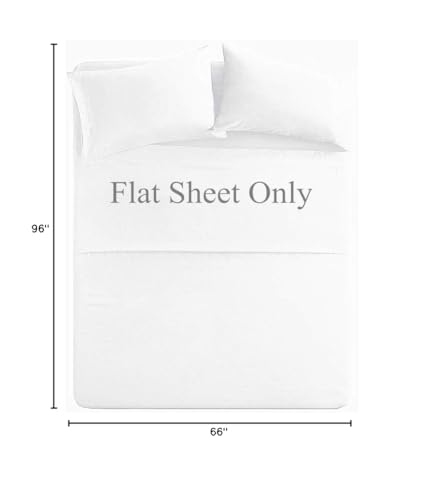Twin Size Flat Sheet Single - 300 Thread Count 100% Egyptian Cotton Quality - Hotel Collection Flat Sheet Sold Separately - White Meicotton Bedding