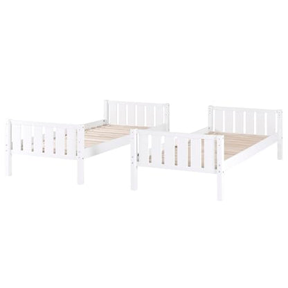 Dante Solid Wood Stackable Twin Bunk Bed in White by Walker Edison - WoodArtSupply