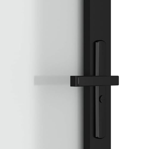 Interior Door 36.6"x79.3" Black Matt Glass, Aluminum Frame, Modern Frosted Tempered Glass Panel, Privacy Room Divider for Home Office, Easy Assembly Zeehear