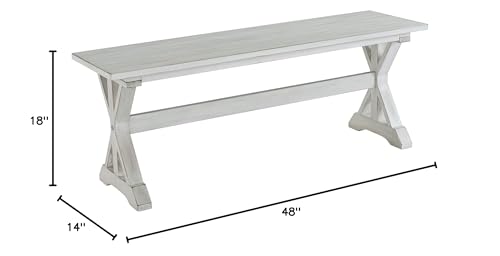 Boraam Jamestown Bench, Dining Height, Antique White Boraam