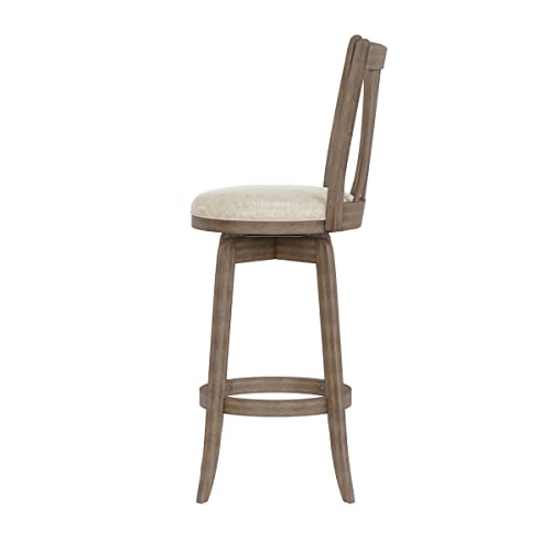 Hillsdale 29.5" Savana Wood Swival Bar Height Stool, Brown Gray Hillsdale