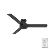 Hunter - Presto Indoor Low Profile Ceiling Fan, Wall Control, 52-inch, Matte Black, Casual-style, 3-speed WhisperWind Motor, 52407, for living rooms, bedrooms, home offices, kitchens Hunter