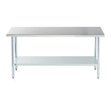 ROCKPOINT Stainless Steel Table for Prep & Work 72x24 Inches, NSF Metal Commercial Kitchen Heavy Duty Table with Adjustable Under Shelf and Table Foot for Restaurant, Home and Hotel ROCKPOINT