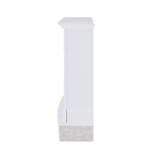 SEI Furniture Jacksdale Faux Stone Accent Electric Hidden Media Shelf Fireplace, White SEI Furniture
