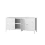 MIOCASA Metal Cabinet with Doors and Shelf,Industrial Steel Storage Cabinet TV Stand, 2 Tier Low Locker TV Cabinet for Home and Office White Size: 44.49W×15.75D×22.83H MIOCASA