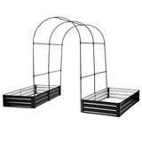 Raised Garden Bed with Arch Trellis, 2 Pack Metal Planter Boxes