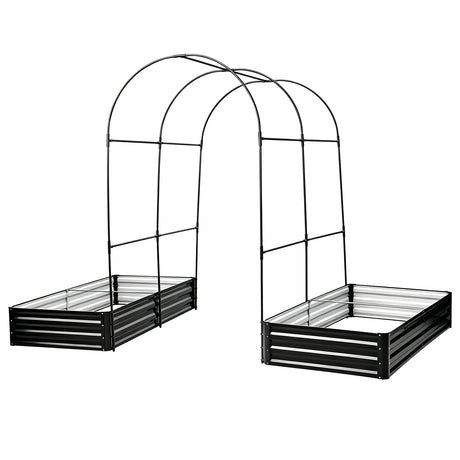 Raised Garden Bed with Arch Trellis, 2 Pack Metal Planter Boxes HouseOfZazla