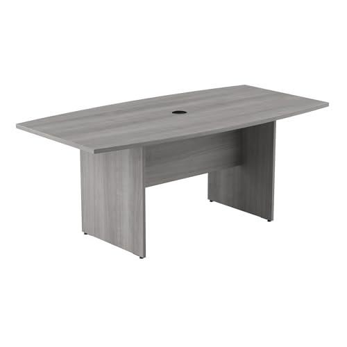 Bush Business Furniture Boat Shaped Conference 4-6 People with Wood Base | Stylish 6 FT Table for Office Boardrooms and Training Rooms, 72W x 36D, Platinum Gray - WoodArtSupply