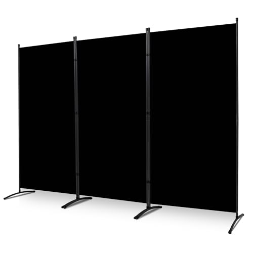 JVVMNJLK Indoor Room Divider, Portable Office Divider, Room Divider Wall Screen 3 Panel, Folding Partition Privacy Screen Walls Dividers for Room Separator 102" W x 71.3" H,Black JVVMNJLK