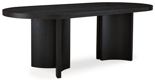 Signature Design by Ashley Rowanbeck Minimalist Dining Table for 8 People, Black Signature Design by Ashley