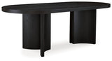 Signature Design by Ashley Rowanbeck Minimalist Dining Table for 8 People, Black Signature Design by Ashley