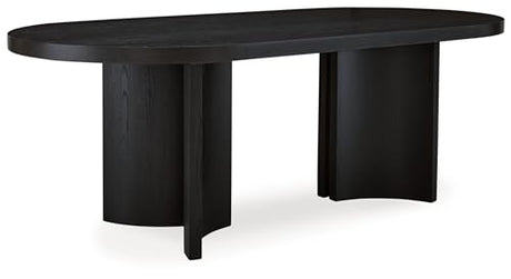 Signature Design by Ashley Rowanbeck Minimalist Dining Table for 8 People, Black Signature Design by Ashley
