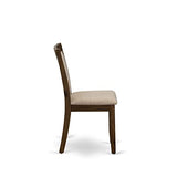 East West Furniture F2MZ7-N04 7 Piece Dining Room Furniture Set Consist of a Round Dining Table with Pedestal and 6 Light Tan Linen Fabric Upholstered Chairs, 48x48 Inch, Antique Walnut East West Furniture