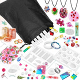 219Pcs Resin Kit Mold Kit Molds Silicone and Epoxy Supplies Dried Flowers, Foil Flakes, Necklace Cord, Earring Hooks WoodArtSupply