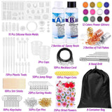 219Pcs Resin Kit Mold Kit Molds Silicone and Epoxy Supplies Dried Flowers, Foil Flakes, Necklace Cord, Earring Hooks WoodArtSupply