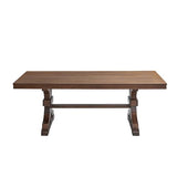 kevinplus 78.74'' Rectangular Wood Dining Table Kitchen Table for 6-8, Modern Mid-Century Retro Style Rubber Wood Metarial for Dining Room Trestle Pedestal Base, Dark Oak kevinplus