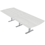 SKUTCHI DESIGNS INC. 10 Person Arc Rectangle Conference Table with Brushed Silver Metal T-Bases | Harmony Series Modular Meeting Tables for Offices, Training Rooms, and Homes | White Cypress - 4X10 SKUTCHI DESIGNS INC.