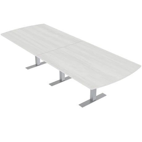 SKUTCHI DESIGNS INC. 10 Person Arc Rectangle Conference Table with Brushed Silver Metal T-Bases | Harmony Series Modular Meeting Tables for Offices, Training Rooms, and Homes | White Cypress - 4X10 SKUTCHI DESIGNS INC.
