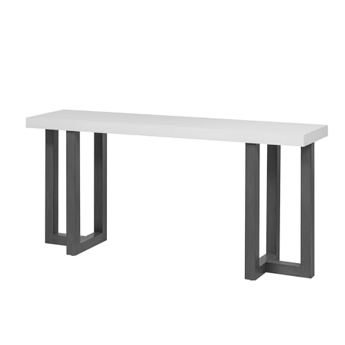 Merax Modern Geometric Design Wood Console Table for Hallways Entryway, Narrow Sofa End-Table for Living Room, Easy Assemble,Gray+ White Merax