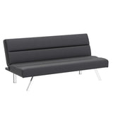 Naomi Home Zoe Futon Sofa Bed, Faux Leather Futon Couch, Modern Convertible Folding Sofa Bed Couch with Chrome Legs, Reclining Mini Couch, Leather Futon Small Couch for Bedroom Living Room Black Naomi Home