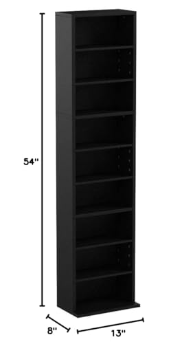 Atlantic Herrin Media Storage Cabinet – Protects & Organizes Prized Music, Movie, Video Games or Memorabilia Collections, PN 74736250 in Ebony Atlantic